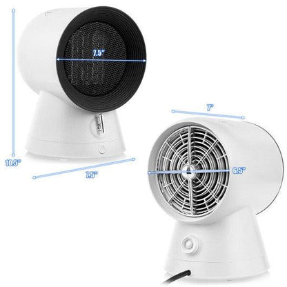 Costway 1500W 2 in 1 Mini Portable Space Ceramic Heater Cooling Fan with Overheat Protection - White