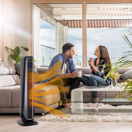 Costway 1500W Black Portable Oscillating Electric Space Tower Heater with Remote Control