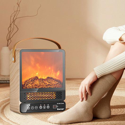 Costway 1500W Electric Fireplace Tabletop Portable Space Heater with 3D Flame Effect