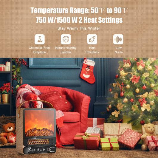 Costway 1500W Electric Fireplace Tabletop Portable Space Heater with 3D Flame Effect
