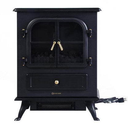 Costway 1500W Electric Free Standing Fireplace Heater with 2 Doors