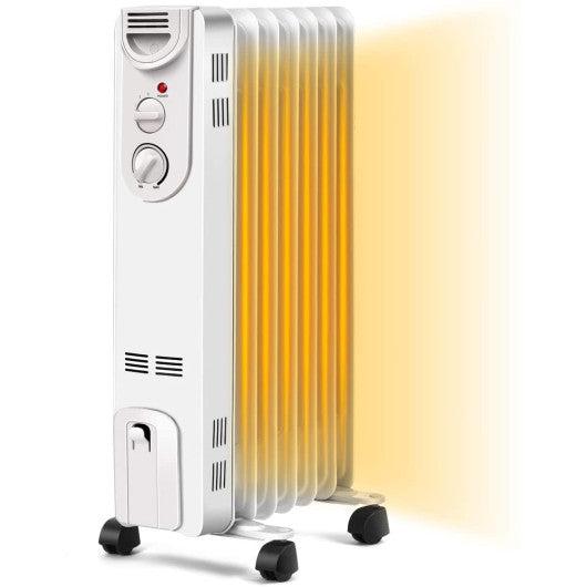 Costway 1500W Electric Portable Oil Filled Radiator Space Heater with 3 Heat Settings