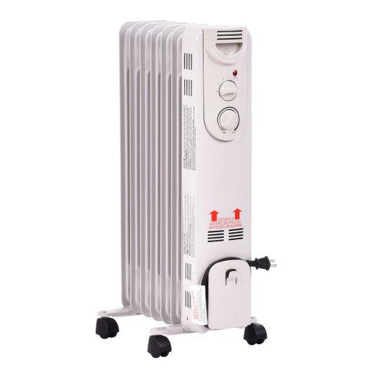 Costway 1500W Electric Portable Oil Filled Radiator Space Heater with 3 Heat Settings