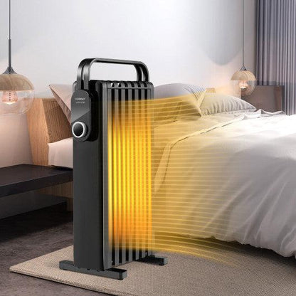 Costway 1500W Electric Space Heater Oil Filled Radiator Heater with Foldable Rack - Black