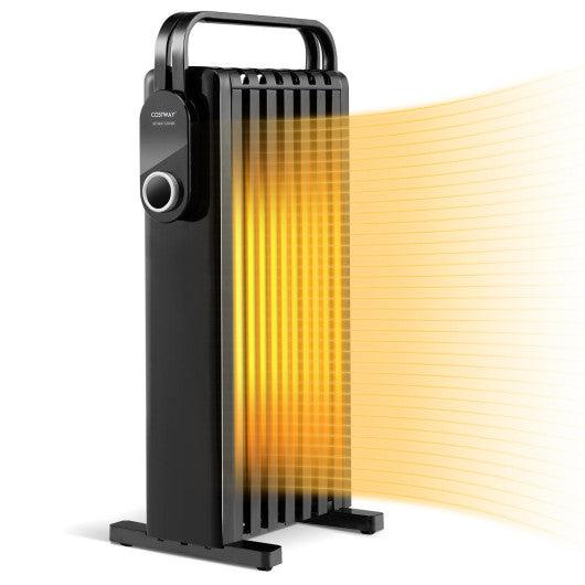 Costway 1500W Electric Space Heater Oil Filled Radiator Heater with Foldable Rack - Black