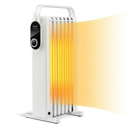 Costway 1500W Electric Space Heater Oil Filled Radiator Heater with Foldable Rack - White