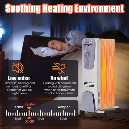 Costway 1500W Oil Filled Radiator with Thermostat and 4 Bottom Wheels