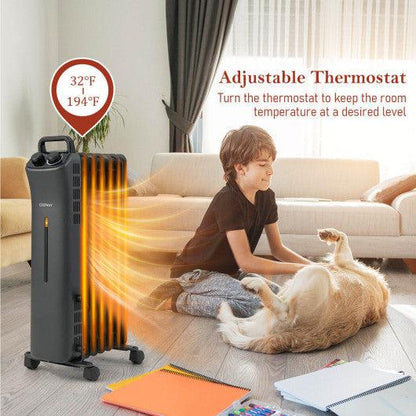 Costway 1500W Oil Filled Space Heater with 3-Level Heat