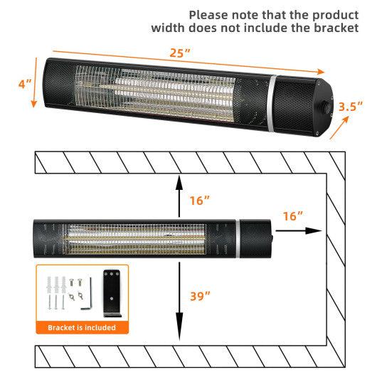 Costway 1500W Outdoor Electric Patio Heater with Remote Control - Black