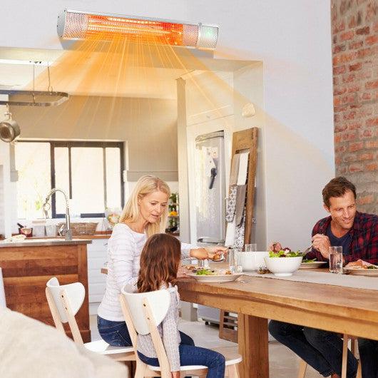 Costway 1500W Outdoor Electric Patio Heater with Remote Control - Silver