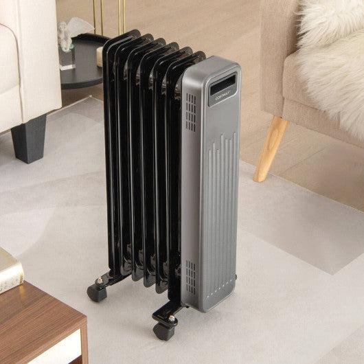 Costway 1500W Portable Oil-Filled Radiator Heater for Home and Office - Black
