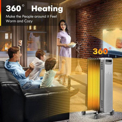 Costway 1500W Portable Oil-Filled Radiator Heater for Home and Office - Black