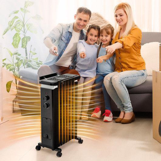 Costway 1500W Portable Oil Filled Radiator Heater with 3 Heat Settings - Black