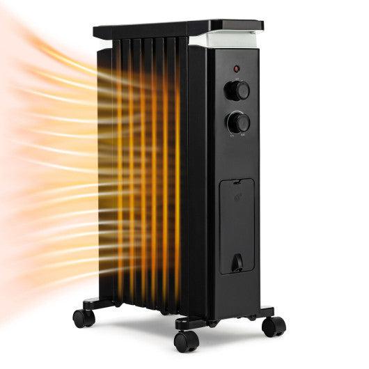 Costway 1500W Portable Oil Filled Radiator Heater with 3 Heat Settings - Black