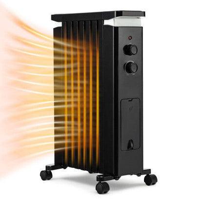 Costway 1500W Portable Oil Filled Radiator Heater with 3 Heat Settings - Black