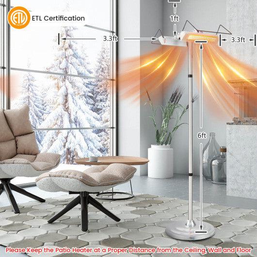 Costway 1500W Standing Electric Heater with Double-sided Heating