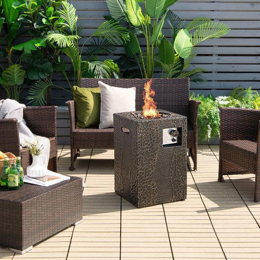 Costway 16' 30,000 BTU Square Outdoor Propane Fire Pit with Lava Rocks Waterproof Black Cover