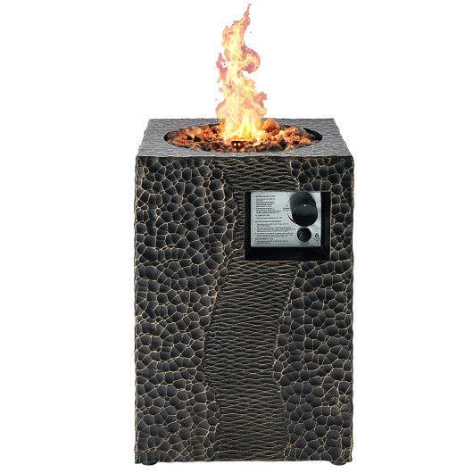 Costway 16' 30,000 BTU Square Outdoor Propane Fire Pit with Lava Rocks Waterproof Black Cover