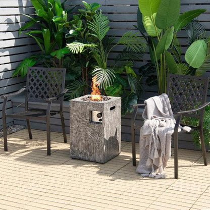 Costway 16' 30,000 BTU Square Outdoor Propane Fire Pit with Lava Rocks Waterproof Gray Cover