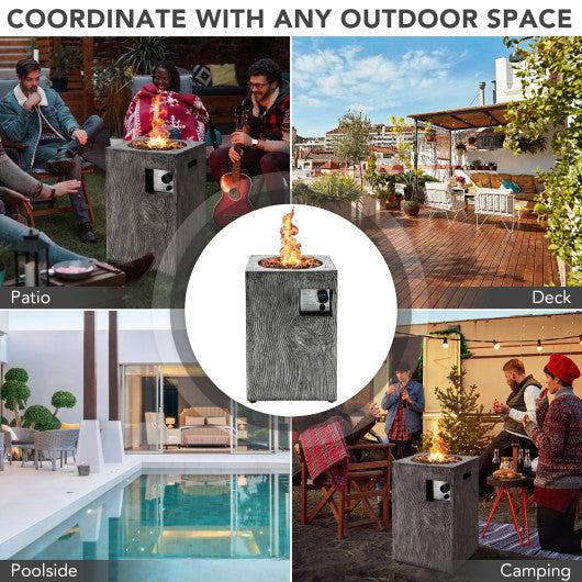Costway 16' 30,000 BTU Square Outdoor Propane Fire Pit with Lava Rocks Waterproof Gray Cover