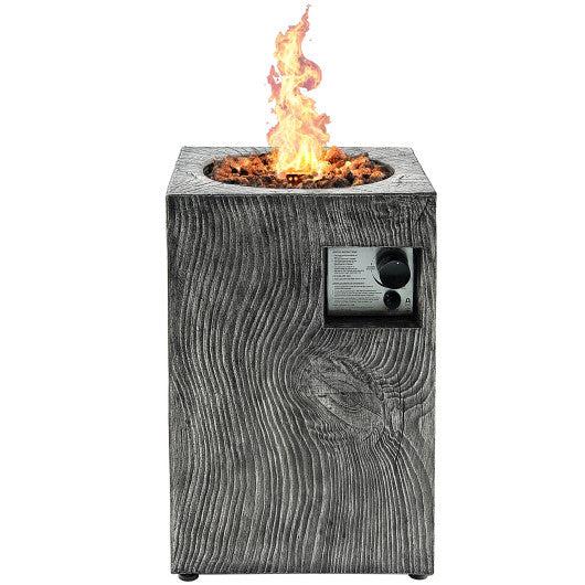 Costway 16' 30,000 BTU Square Outdoor Propane Fire Pit with Lava Rocks Waterproof Gray Cover