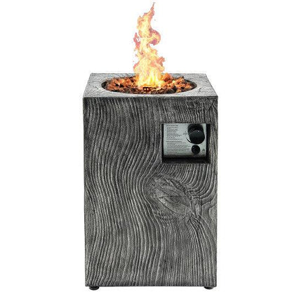 Costway 16' 30,000 BTU Square Outdoor Propane Fire Pit with Lava Rocks Waterproof Gray Cover