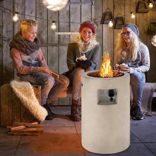 Costway 16" Gray Auto-Ignition Patio Gas Fire Pit with Waterproof Protective Cover