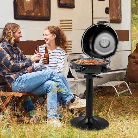 Costway 1600W Black Portable Electric BBQ Grill with Removable Non-Stick Rack