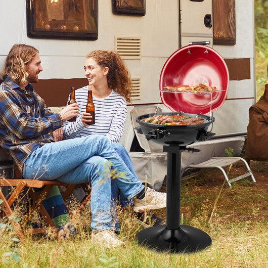 Costway 1600W Red Electric BBQ Grill with Removable Non-Stick Warming Rack