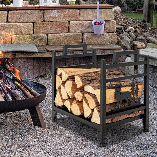 Costway 18.5" Metal Firewood Rack with Dual Handles