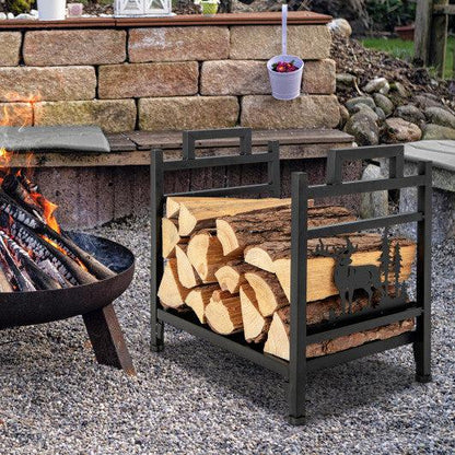 Costway 18.5" Metal Firewood Rack with Dual Handles