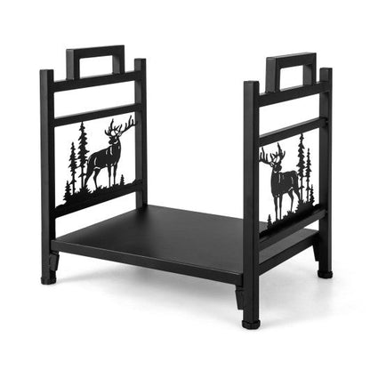 Costway 18.5" Metal Firewood Rack with Dual Handles