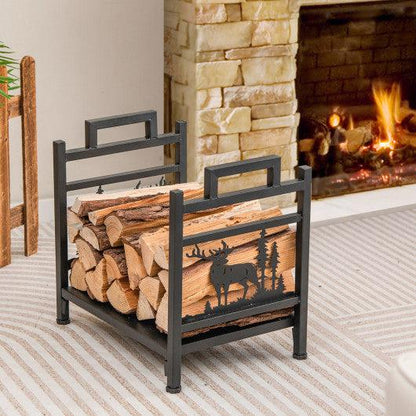 Costway 18.5" Metal Firewood Rack with Dual Handles