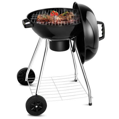 Costway 18.5" Outdoor Backyard Cooking Kettle Charcoal Grill with Wheels