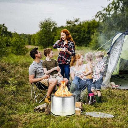 Costway 18.5" Smokeless Fire Pit with Waterproof Cover