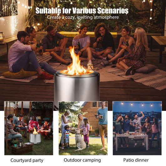 Costway 18.5" Smokeless Fire Pit with Waterproof Cover
