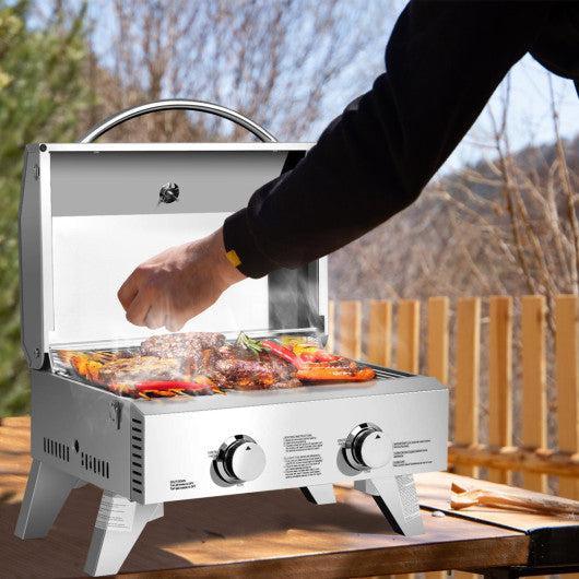 Costway 2 Burner Portable Stainless Steel BBQ Table Top Grill for Outdoors
