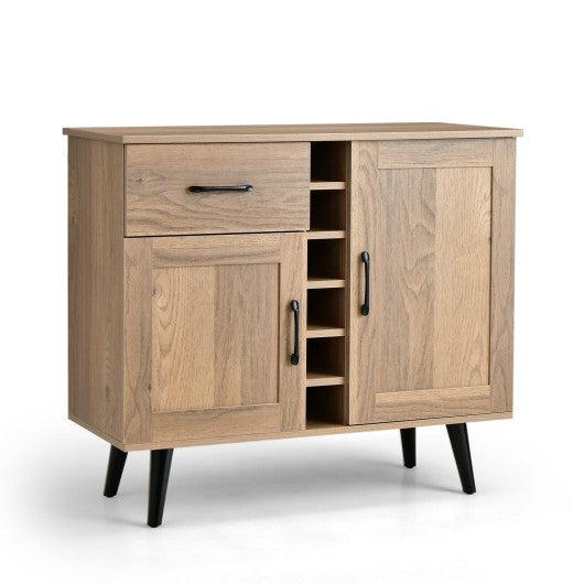 Costway 2-Door Buffet Sideboard with 6-Bottle Wine Rack Drawer