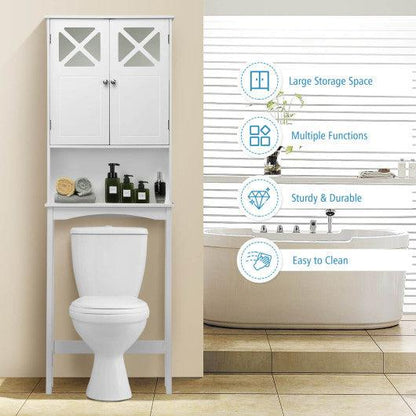 Costway 2-Door Over The Toilet Bathroom Storage Cabinet with Adjustable Shelf