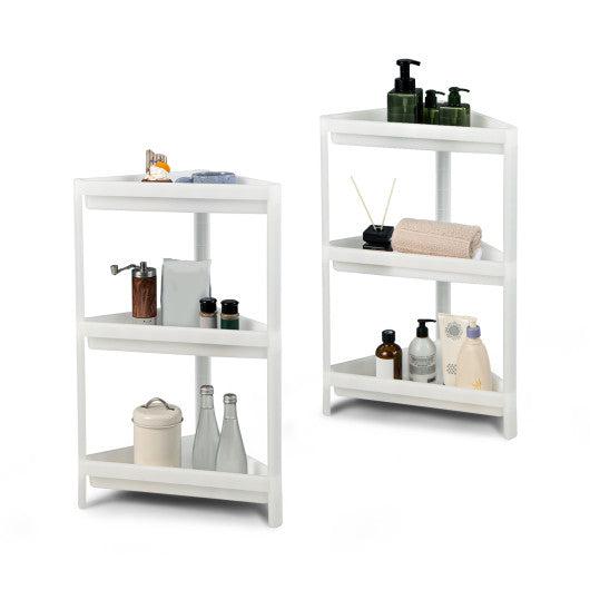 Costway 2 Pack 3-Tier White Detachable Floor Corner Shower Shelf with Drainage Holes