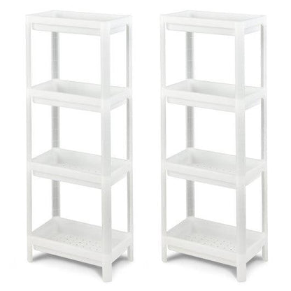 Costway 2 Packs 4-Tier White Detachable Slim Storage Cart with Drainage Holes for Small Space