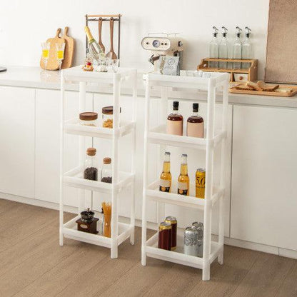 Costway 2 Packs 4-Tier White Detachable Slim Storage Cart with Drainage Holes for Small Space