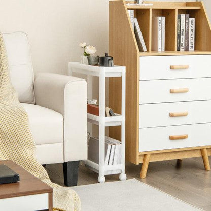 Costway 2 Pieces 3-Tier White Slim Detachable Storage Cart with Drainage Holes and Wheels