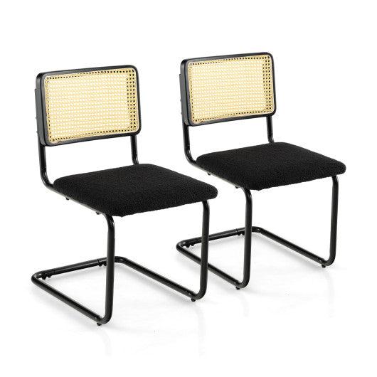 Costway 2 Pieces Black Mid-Century Modern Dining Chair with Cantilever Design