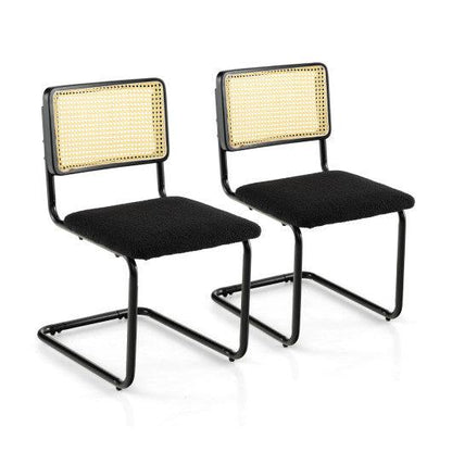 Costway 2 Pieces Black Mid-Century Modern Dining Chair with Cantilever Design
