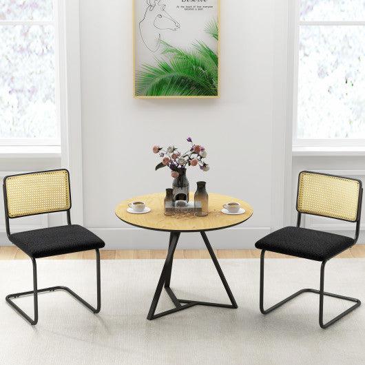 Costway 2 Pieces Black Mid-Century Modern Dining Chair with Cantilever Design