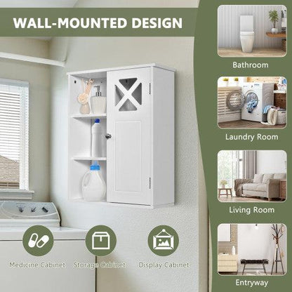 Costway 2-Tier Multipurpose Wall-Mounted Cabinet Bathroom Storage