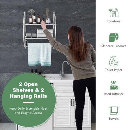Costway 2-Tier Wall Mount Shower Organizer Towel Storage Rack