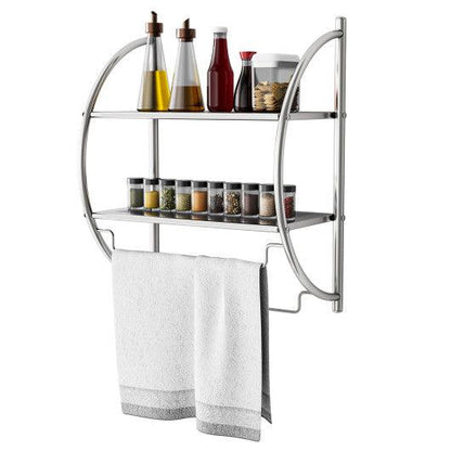 Costway 2-Tier Wall Mount Shower Organizer Towel Storage Rack