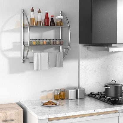 Costway 2-Tier Wall Mount Shower Organizer Towel Storage Rack